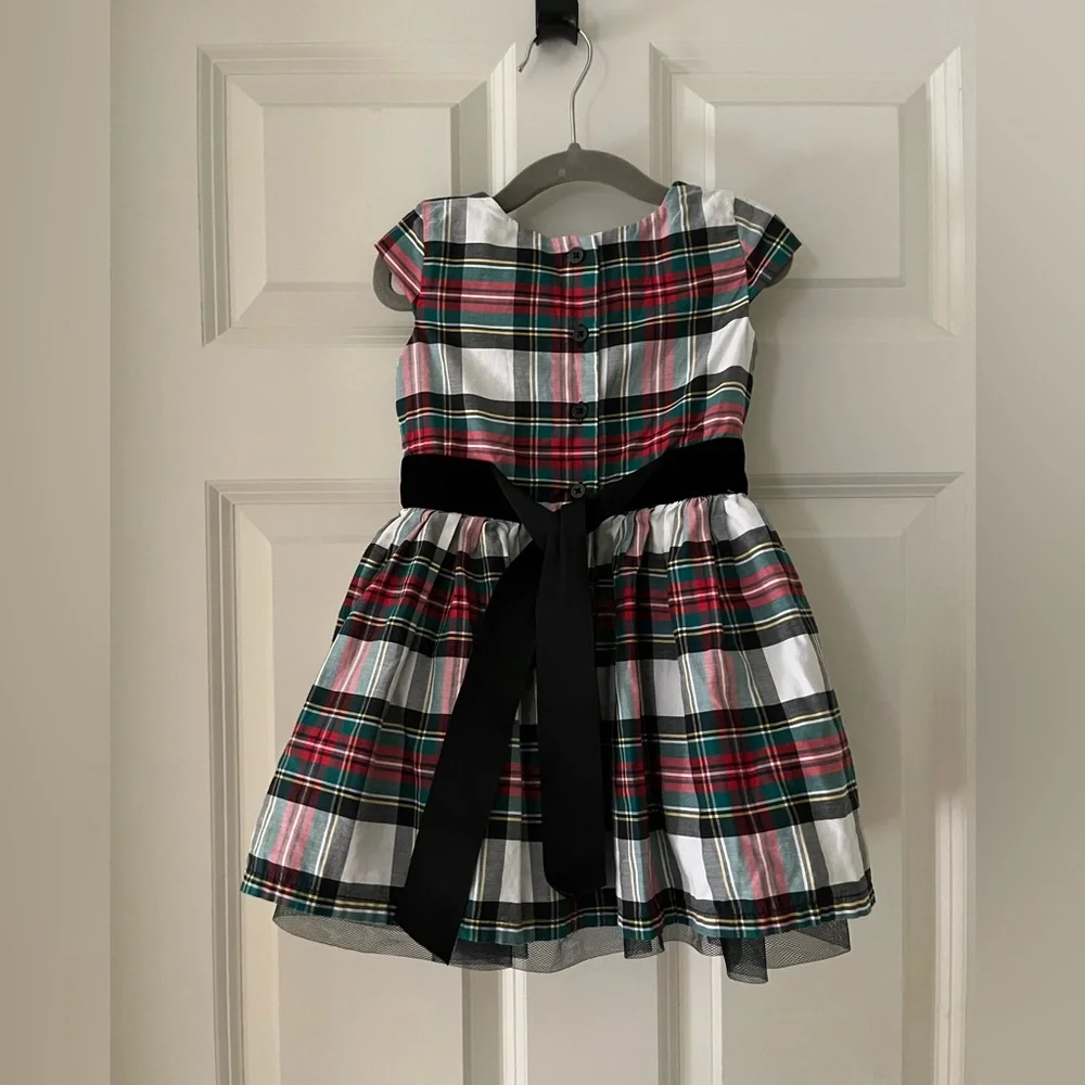 Carter’s Girl holiday dress plaid green/red w/ velvet like ribbon & tulle skirt